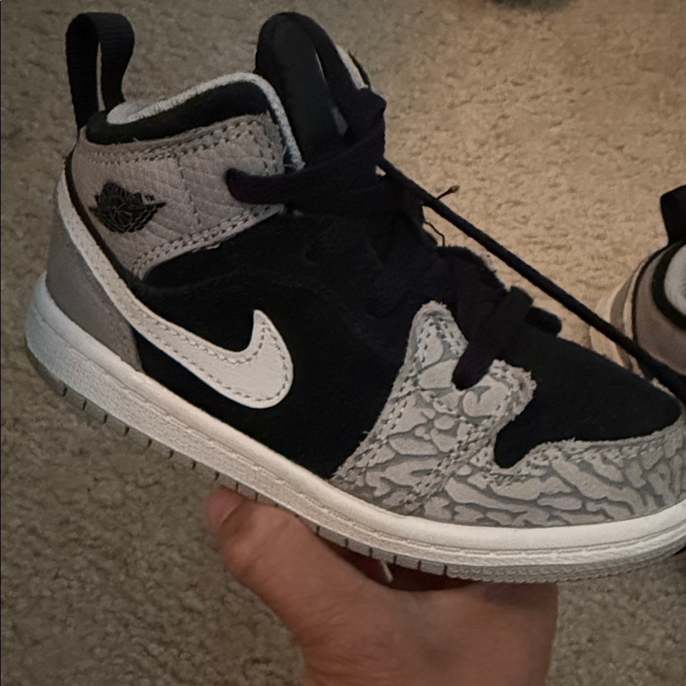 Kids Black and Gray Jordans